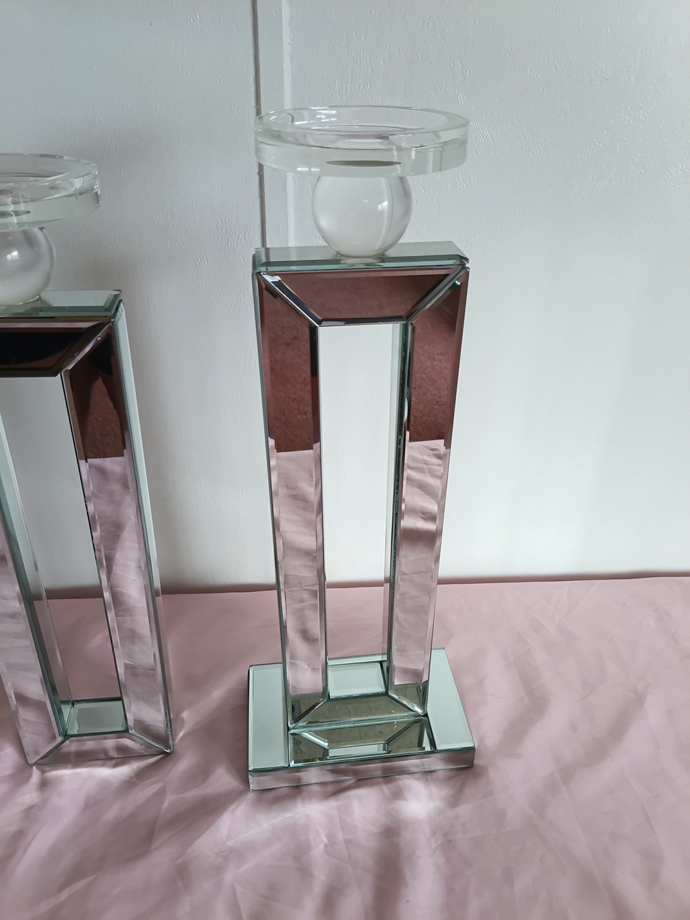 Z Gallerie Mirrored Column Candle Holders - Silver - Picture 5 of 15